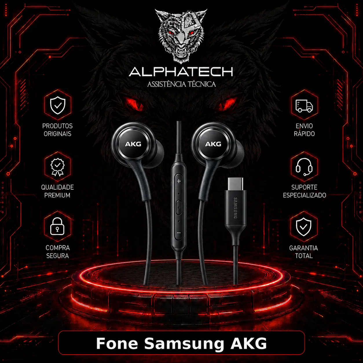 Fone de ouvido C/ Fio Samsung Usb-C